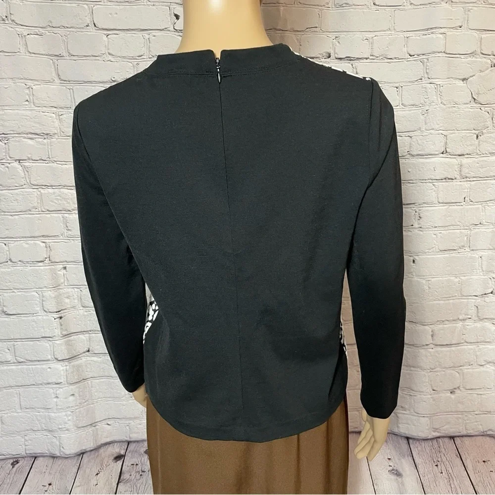 Kate Spade Black Leopard Print To Be Darling Long Sleeve Top Size XS